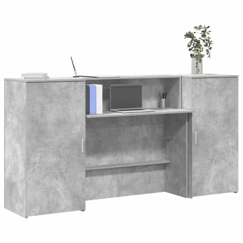 Biurko recepcyjne betonowe szare 200x50x103,5 cm drewno klejone