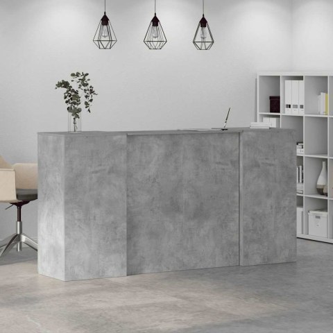 Biurko recepcyjne betonowe szare 200x50x103,5 cm drewno klejone