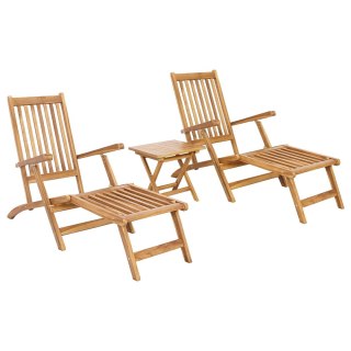 Składane krzesło ogrodowe z stolikiem 2 pcs naturalny