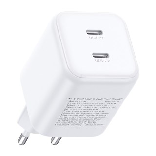 Ładowarka sieciowa UGREEN X526 45W 2xUSB-C GaN (biała)