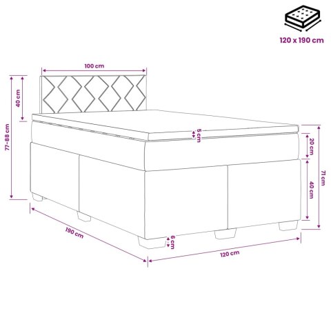 Łóżko Box Spring z materacem i LED Ciemnoszary 120 x 190 cm