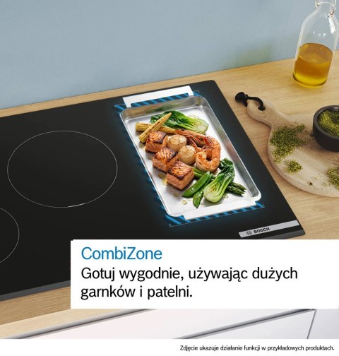 Płyta indukcyjna BOSCH PVW81CHB1E Serie 6 80 cm | PowerBoost | CombiZone | timer | czarny mat | bezramkowa