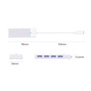 HUB rozdzielacz 4-portowy USB-A 1 m - biały