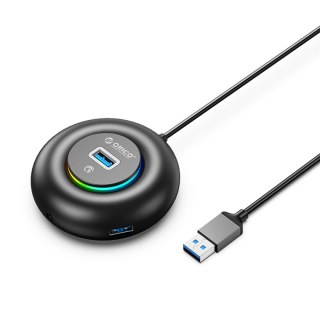 Hub adapter 4-portowy USB-A - USB-A mini jack RGB 1.8 m - czarny