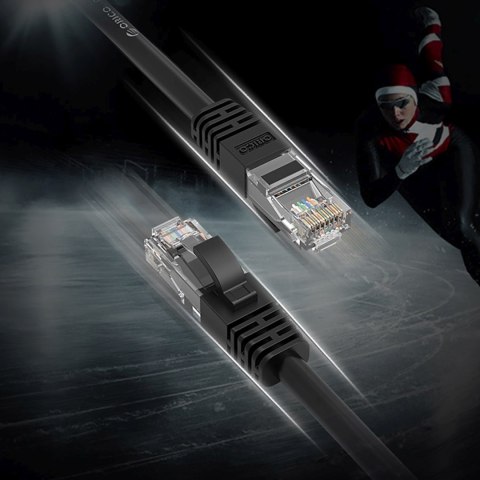Kabel sieciowy Ethernet CAT6 1000Mbps RJ45 internetowy LAN okrągły 20 m - czarny