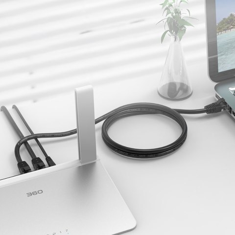 Kabel sieciowy Ethernet CAT6 1000Mbps RJ45 internetowy LAN okrągły 20 m - czarny