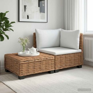 2 szt. Zestaw Rattanowy z Poduszkami GENDT Naturalny rattan
