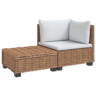 2 szt. Zestaw Rattanowy z Poduszkami GENDT Naturalny rattan