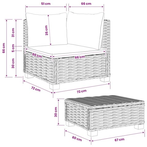 2 szt. Zestaw Rattanowy z Poduszkami GENDT Naturalny rattan