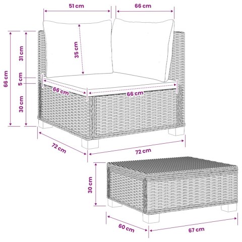 2 szt. Zestaw Rattanowy z Poduszkami GENDT Naturalny rattan