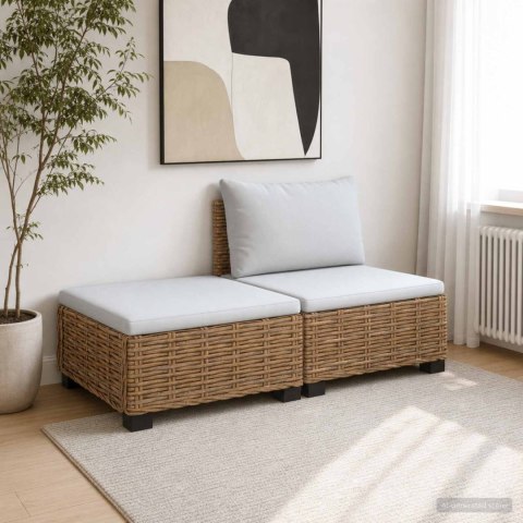 2 szt. Zestaw Rattanowy z Poduszkami GENDT Naturalny rattan