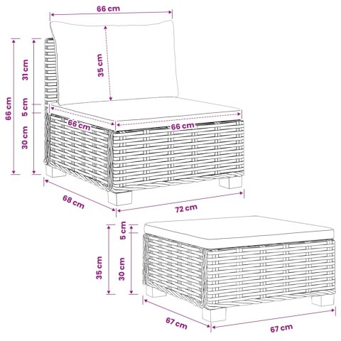 2 szt. Zestaw Rattanowy z Poduszkami GENDT Naturalny rattan
