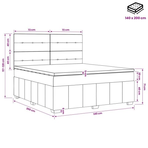 Łóżko z box spring LED z materacem niebieski 140 x 200 cm