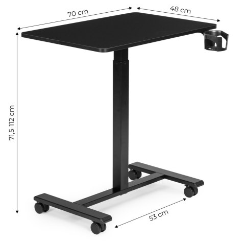 Mobilne biurko regulowane 70x48 cm stolik pod laptopa regulacja wysokości 71,5-112 cm czarne ModernHome