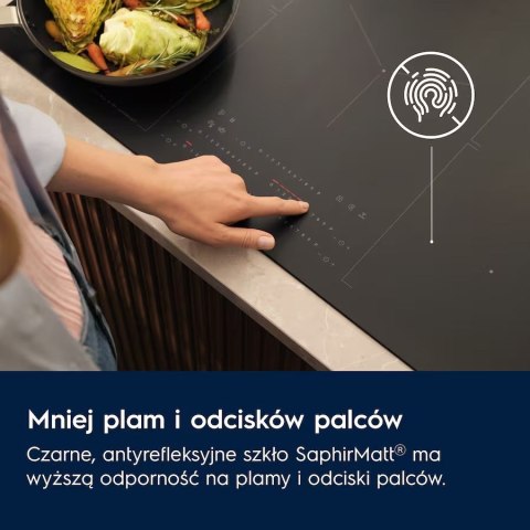 Płyta indukcyjna ELECTROLUX EIS87453IZ SaphirMatt 77 cm | SenseBoil | Hob2Hood | PowerBoost | czarny mat | bezramkowa