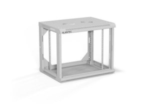 ALANTEC Szafa wisząca 19" 9U 600x450, drzwi szklane, kolor szary, do samodzielnego montażu - Flat Pack (SW-9U-600-450-01-SF)