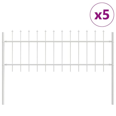 Ogrodzenie Ogrodowe WOERDEN 5 szt. 8,5 x 0,6 m Biały