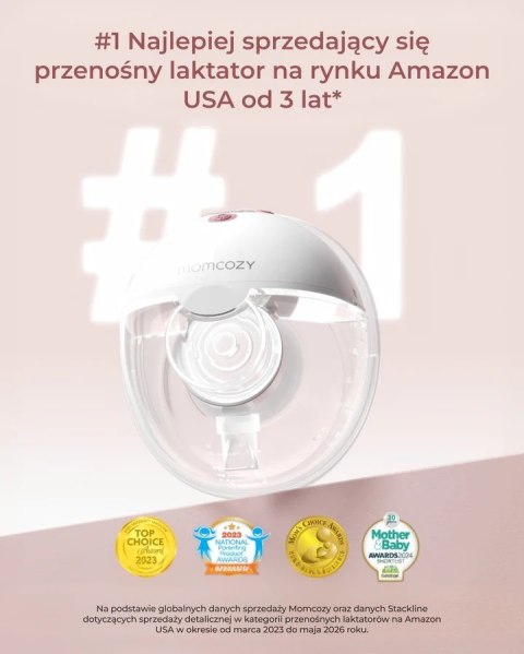 MOMCOZY M5 - noszony laktator, czerwony, zestaw podwójny