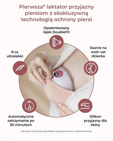 MOMCOZY M5 - noszony laktator, czerwony, zestaw podwójny