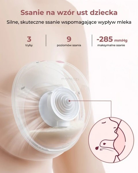 MOMCOZY M5 - noszony laktator, czerwony, zestaw podwójny