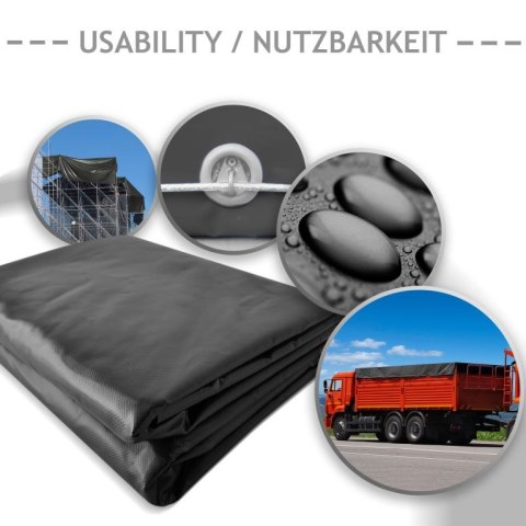 Plandeka PVC 4x8 m antracyt 650g/m² na ogród i budowę UV