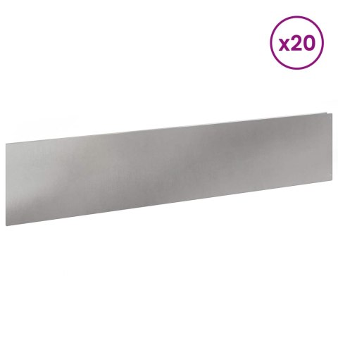 Krawężnik do trawnika 20 szt. 100 x 22 cm Stal srebrny