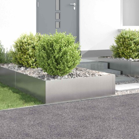 Krawężnik do trawnika 4 szt. 100 x 100 x 35 cm Stal srebrny