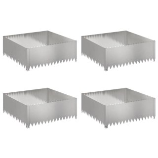 Krawężnik do trawnika 4 szt. 100 x 100 x 35 cm Stal srebrny