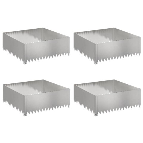 Krawężnik do trawnika 4 szt. 100 x 100 x 35 cm Stal srebrny