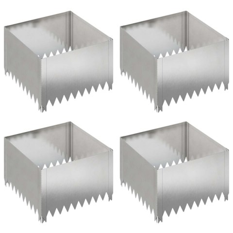 Krawężnik do trawnika 4 szt. 60 x 60 x 35 cm Stal srebrny
