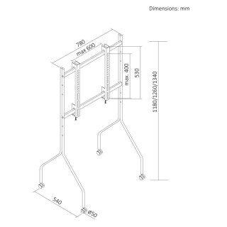 MACLEAN STAND POD TV STAND / WÓZEK DO TV MACLEAN, NA KÓŁKACH, 37-80", MAX. OBCIĄŻENIE 50KG, MAX. VESA 600X400, CZARNY, MC-180