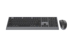 GEMBIRD BEZPRZEWODOWY ZESTAW KLAWIATURY + MYSZ DUAL MODE, 2.4 GHZ + BT, SLIM, UKŁAD RU, KOLOR CZARNY