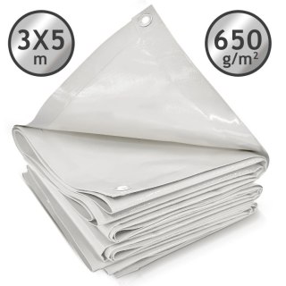 Plandeka JAGO 650 g/m², aluminiowe oczka, biała, 3x5 m