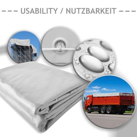 Plandeka JAGO 650 g/m², aluminiowe oczka, biała, 5x7 m
