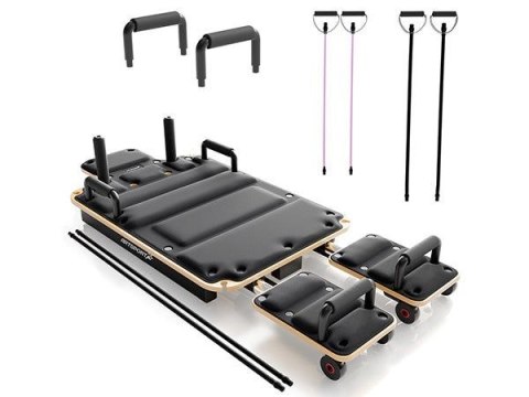 Składany reformer do pilatesu, 109 x 45 x 8-21 cm, czarny