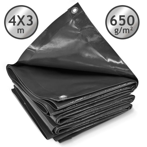 Uniwersalna plandeka PVC 4x3 m antracyt wodoodporna UV