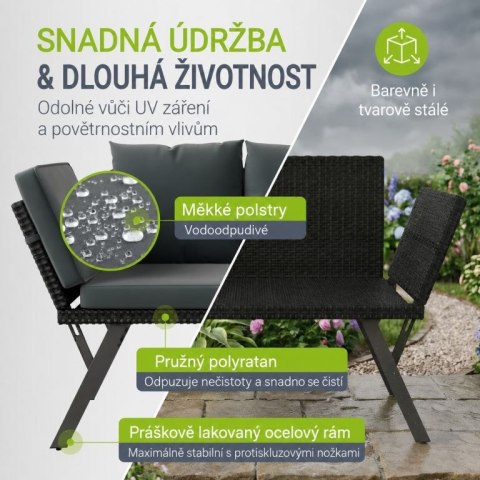 Wielofunkcyjna ławka z poliratanu 132 x 62 x 84 cm