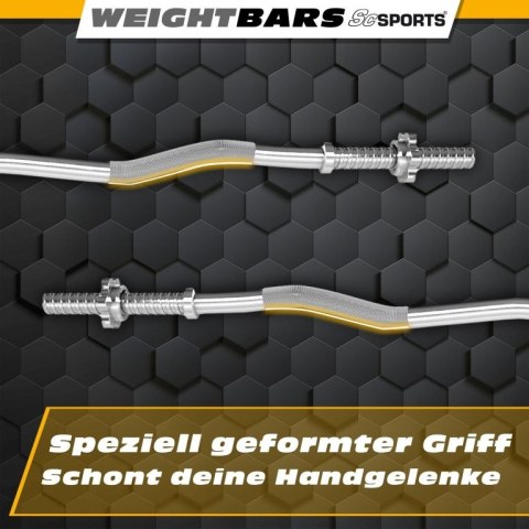 Gryf łamany ScSPORTS® 120 cm, 30 mm, stal chromowana