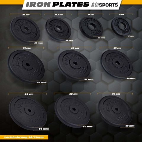 Obciążenie żeliwne 15 kg ScSPORTS 30/31 mm czarne