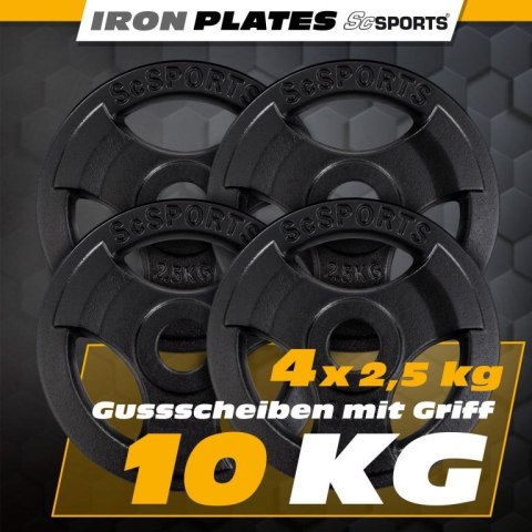 Zestaw talerzy żeliwnych ScSPORTS 4x2,5 kg do sztangi 30/31 