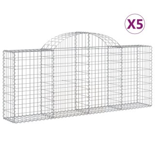 Kosze gabionowe, 5 szt, 200x30x80/100 cm, galwanizowane żelazo
