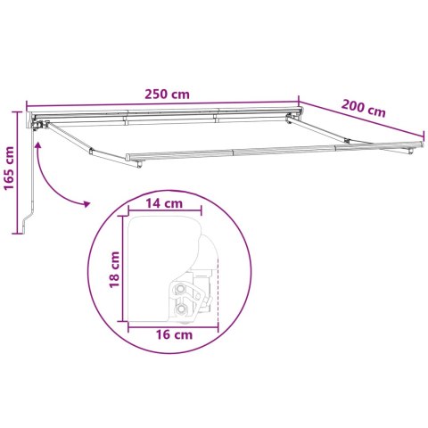 Markiza wysuwana piaskowy 2,5 x 2 m Poliester i aluminium