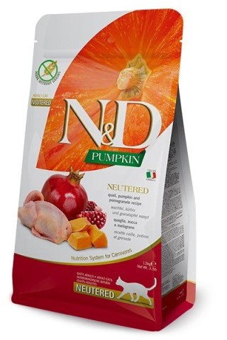 Farmina N&D Pumpkin Neutered sucha karma z przepiórką dla kotów po zabiegu kastracji 5kg (OUTLET)