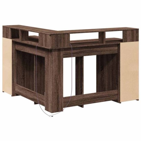 Biurko z podświetleniem LED, brązowy dąb, 130x130x91 cm