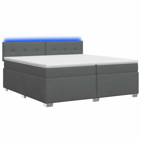 Łóżko Box Spring z materacem i LED ciemnoszary 200 x 200 cm