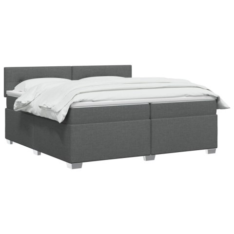 Łóżko Box Spring z materacem i LED ciemnoszary 200 x 200 cm