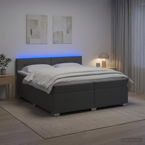 Łóżko Box Spring z materacem i LED ciemnoszary 200 x 200 cm