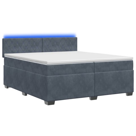 Łóżko Box Spring z materacem i LED ciemnoszary 200 x 200 cm