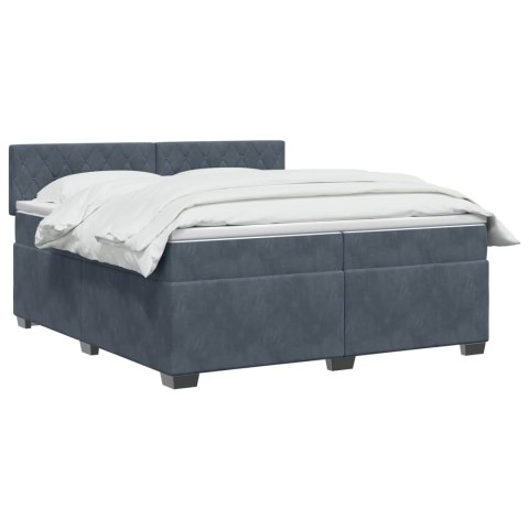 Łóżko Box Spring z materacem i LED ciemnoszary 200 x 200 cm