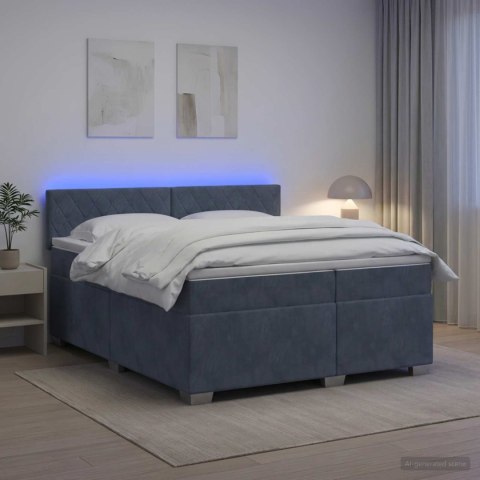 Łóżko Box Spring z materacem i LED ciemnoszary 200 x 200 cm